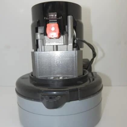 Ametek Lamb vacuum motor, 120V 60Hz, gray housing with black top and red terminal.