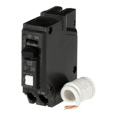 Q-Line THQL1120AFP2 20A Single-Pole Arc Fault Combination Breaker - 120VAC AFCI Plug-In with coiled wire, front view