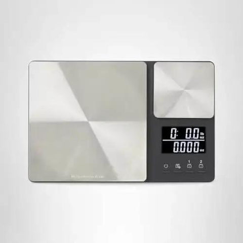 Dual Platform Digital Kitchen Scale for Home Chefs with 11 lb and 16 oz capacity, precise increments, stainless steel surface, LCD readout