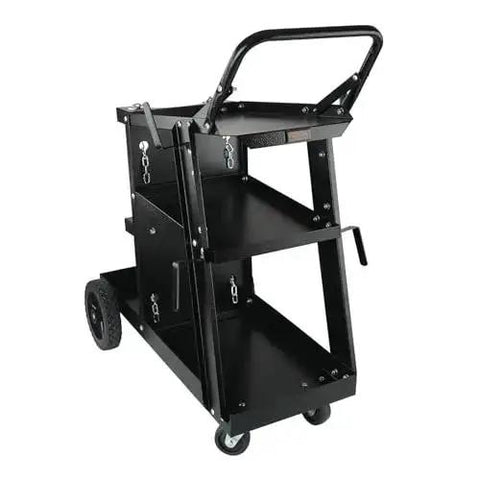 Heavy Duty 3 Tier Welding Cart With 360 Degree Swivel Wheels, Tank Storage And Safety Chains, 400 Lb Capacity