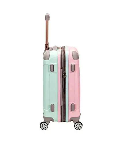 Side view of Melbourne Hardside Expandable Carry-On Spinner Luggage Mint 20 Inch with ABS material, 22x13x9 dimensions