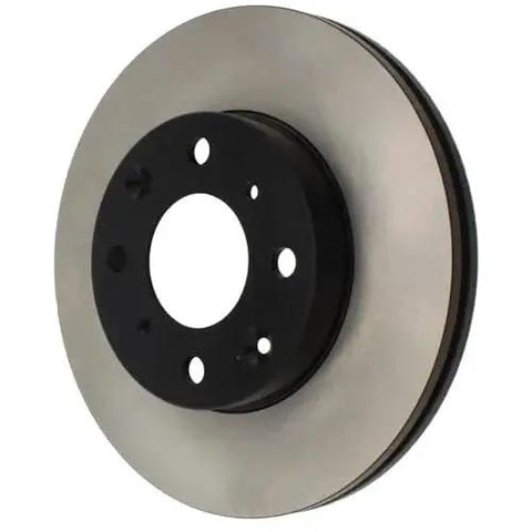Centric Premium front brake rotor, silver disc with black hub, front view for 1990–2000 Honda Civic/Del Sol