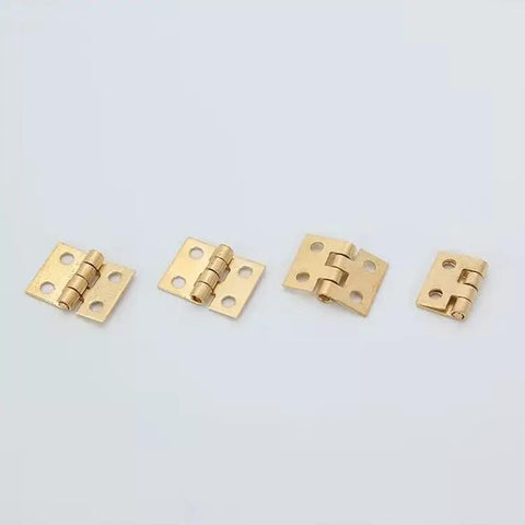 1 Set 1/12 Scale Tiny Dollhouse Door Hinges With 4 Pieces And 16 Screws For Totally Realistic Dollhouse Furniture Doors Cabinets And Diorama Decoration DIY Miniature Hardware displayed on a plain background showing all four hinges.
