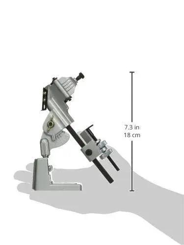 Side view of Drill Bit Sharpening Attachment No 825 for Drills, showing pivoting neck and size of 7.3 inches or 18 cm high.
