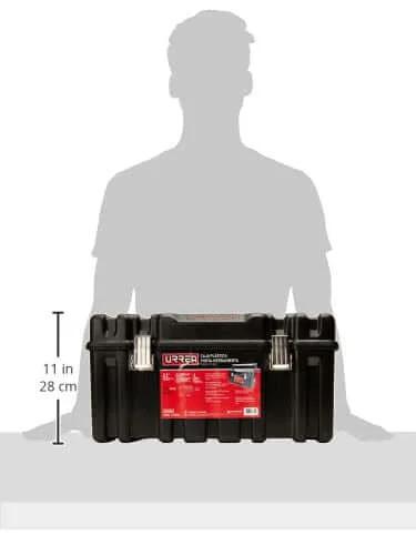 Heavy Duty Plastic Tool Box With Tray For Pros, Rugged Storage Toolbox With Metal Latch And High Strength Fasteners