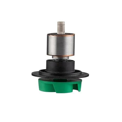 Submersible pond water pump with green intake base, black mounting flange, and silver motor housing
