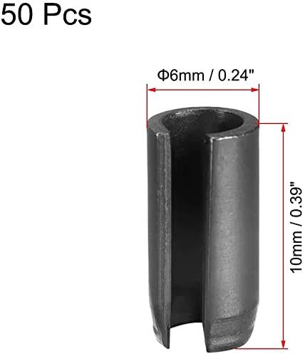 Go To Slotted Spring Pin Set 6mm By 10mm Smooth Finish 65Mn Steel Assortment Kit With 50 Pieces For Small Machine Projects And Diy Repairs Handy For Hobbyists And Makers, close-up view showing dimensions.