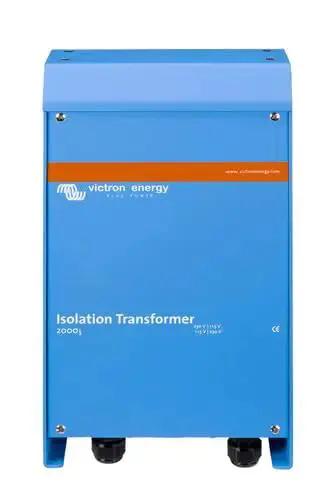 Front view of blue Isolation Transformer 2000W 115/230V for safe, quiet power with toroidal wound design and soft start
