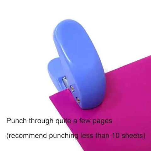 Blue handheld 6mm single hole punch from Two Pack Mini Hole Punch Set for paper, cardboard, thin plastic, punches up to 10 sheets.