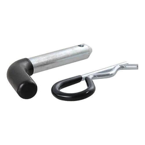 Trailer Hitch Pin and Clip With Vinyl Coated Grip, Half Inch Diameter, Fits One And One Quarter Inch Receiver, Durable Steel Construction