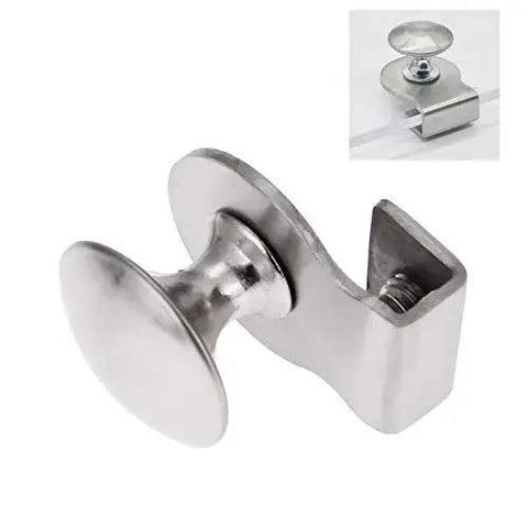 Round Glass Door Pull Handle 29mm Diameter for 5-8mm Glass Thickness Stainless Steel Clamp Clips close-up view.