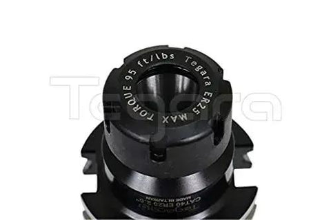 Close-up of CAT40 ER25 2.5 Inch Projection Collet Chuck, showing nut with 95 ft-lb max torque and 1.65 inch diameter