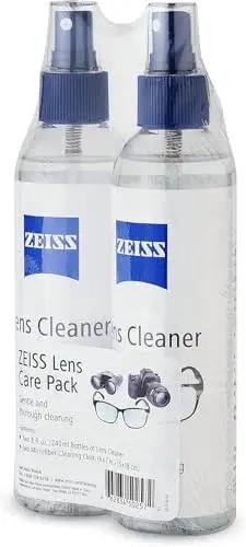 ZEISS Lens Care Pack Streak Free Spray And Microfiber Cloths For Glasses, two 8 oz bottles with blue caps