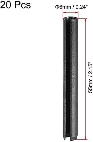 Image of a single pin from the Slotted Spring Pin Kit 6Mm By 55Mm Pro-Grade Plain Finish 65Mn 20-Piece Assortment.