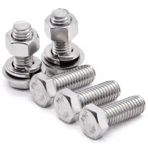 High Quality 1/4-20 x 1 Inch 304 Stainless Steel Hex Head Bolts Screws Nuts Flat and Lock Washers Kit - visible components