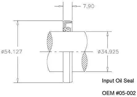 Technical drawing of Input And Output Shaft Seal Set For Rotary Cutter Gearbox 40HP And 50HP Replacement Oil Seals, dimensions shown.