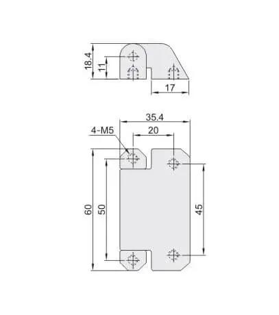 Technical drawing of Folding Hinge HFK41 50 Zinc Alloy Hinge With Prominent Torque 2.26 Heavy Duty For Cabinets Doors and Furniture.