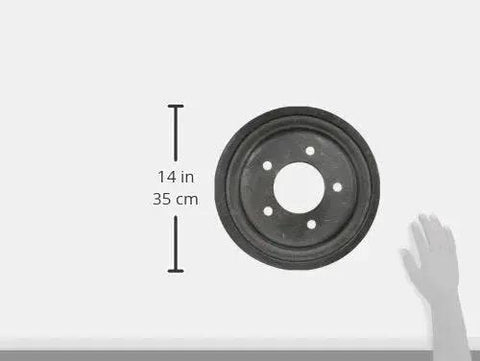 Centric 123.65038 C-Tek automotive rear brake drum, 14-inch diameter, dark gray metal.