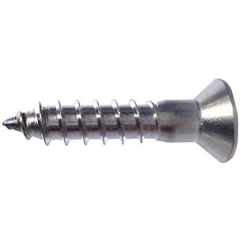 Size Six By Three Quarter Inch Flat Head Wood Screws With Phillips Drive In Type 316 Marine Grade Stainless Steel