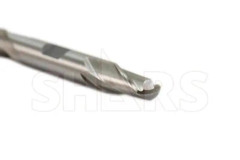 Close-up of 3/4 Inch HSS 2 Flute Ball Nose End Mill Double End For DIY CNC Machining, Regular Length Weldon Shank.