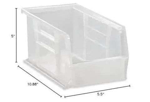 Heavy Duty Stack And Hang Part Organizer Clear Bin Set Of 12 With Front Back And Side Grips And Built In Rear Hangers