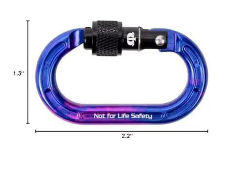 Mini Aluminum Keylock Screw-Lok Carabiner For Throwline Setup And Gear Mounting, 4kN strength, oval frame, blue finish, non-PPE use