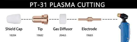 Air Plasma Cutting Torch Head With High Frequency For 40A Cutting, Blue Handle, Pro Grade Plasma Cutter Accessory Parts