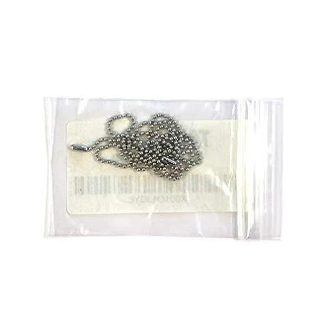 Stainless Steel Military Dog Tag Chain Set With Two Ball Chains 27 Inch And Four Point Five Inch MilSpec Size Three Two Point Four Millimeter in bag