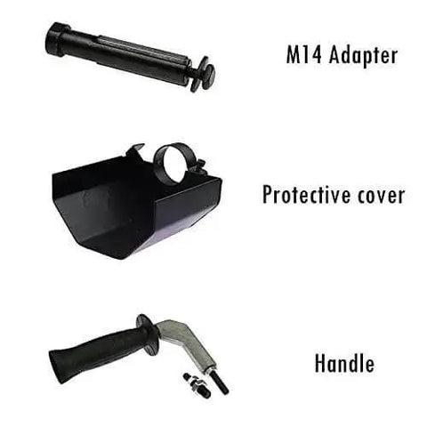 Components of Grinder Conversion Kit Drum Polisher Attachment For M10 And M14 Angle Grinders With Protective Cover And Shaft