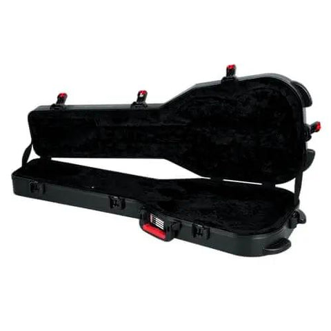 Open Molded Flight Case For SG Style Double Cutaway Guitars With ATA Roto-Molded Polyethylene Shell showing interior foam nest