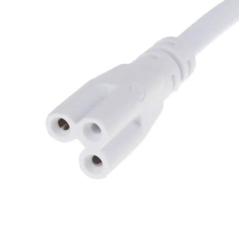 Close-up of Linkable T5 And T8 LED Tube Power Extension Cord With On Off Switch, showing connector, 6 Foot Long, 180cm, Durable Wire