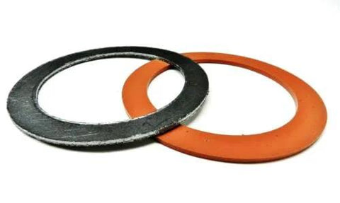 Gasket set, 3-1/2 in, orange silicone rubber ring and black graphite ring for vacuum casting perforated flask