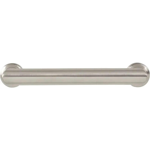 Morris Pull Three And Three Quarter Inch Center To Center Brushed Satin Nickel Cabinet Hardware with coordinating appliance pulls