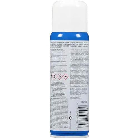 Back view of 12 oz aerosol can of Anti Seize Lubricant for metal assembly, aluminum copper graphite blend, prevents galling and corrosion