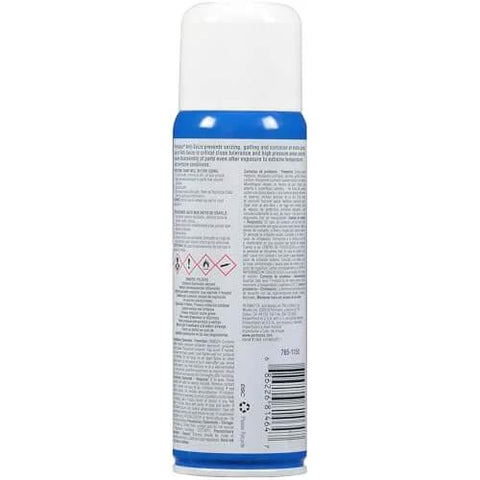 Back view of Anti Seize Lubricant Aerosol Can 12 Oz Pack Of 12 Marine Grade Salt And Moisture Resistant Formula Prevents Galling And Seizing Ensures Easier Disassembly.