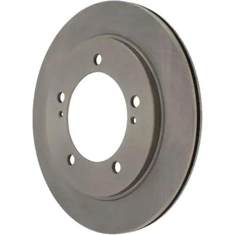 Front brake rotor, gray cast-iron with central bore and wheel holes; fits Chevrolet Tracker and Suzuki Vitara.