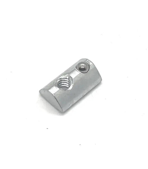 Drop-In T-Nut With Spring Ball Self Aligning 1/4-20 Tap For 15 Series Aluminum Extrusion 24 Pc Pack, silver nut close-up