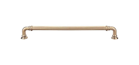 Reeded Pull In Honey Bronze For Chareau Collection Cabinet Hardware With Elegant Reeded Detailing, Projection One And One Eighth Inch, 9 Inch Center To Center Mounting, Perfect For Kitchen And Bath Cabinets displayed against a white background