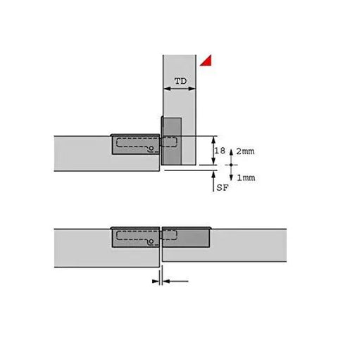 Diagram of 90 Degree 3D Adjustable Concealed Flap Lid Hinge 35mm Cup for Furniture Cabinets Wardrobes Nickel Plated Zinc Alloy