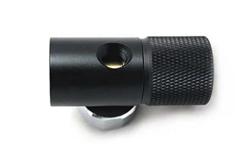 Side view of On Off 2 Port CO2 Fill Adapter With 1500 PSI Gauge For Paintball Remote, black aluminum 6061-T6, 1/8 NPT port visible.