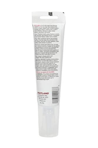 Rutland 500°F RTV high-heat silicone sealant tube, black, USA-made gasket maker for home improvement