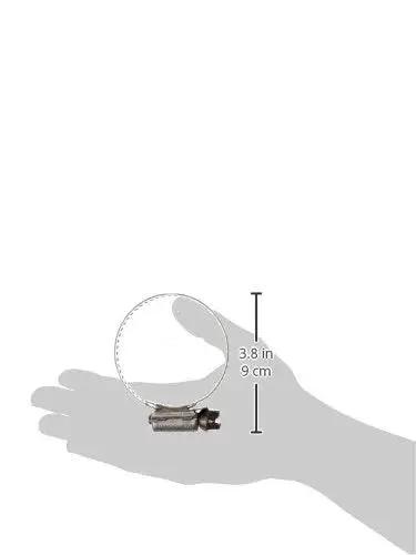 Heavy Duty Marine Grade Power Seal Stainless Steel Hose Clamp Worm Drive shown on hand for size comparison with SAE range 13/16 to 1-3/4 inches.