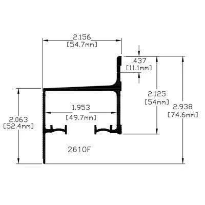 Technical diagram of 1 Door Wall Mount Sliding Barn Door Hardware Kit With Nylon Hangers, showing dimensions in inches.