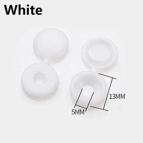 White 200 Pack Plastic Hinged Screw Cover Caps for M3 M4 M5 5mm Screw Heads