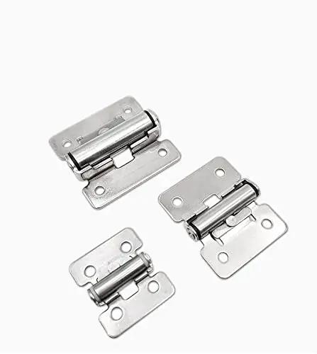 Stainless Steel Torque Hinge With Friction Damping And Free Stop For Precise Positioning In Furniture Hinges For Cabinets And Woodworking RoHS Certified Durable Hardware, showing three stainless steel hinges in different sizes.