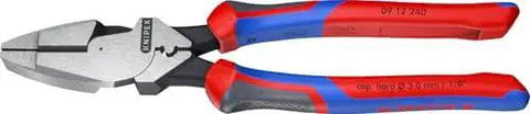 Ultra High Leverage Linemans Pliers With Fish Tape Puller And Crimper 9.5 Inch Pro Grade Comfort Grips With KNIPEXTEND ColorCoded Clips