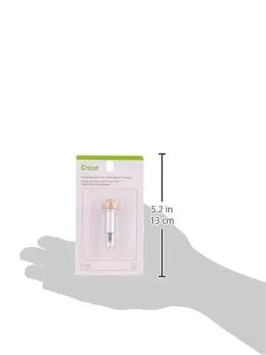 Fine Debossing Tip With QuickSwap Housing for Cricut Maker packaging in hand, showing size dimensions of 5.2 in or 13 cm