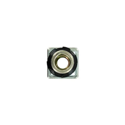 Front view of Double Star Threaded Caster Insert in heat-treated steel for 3/4 inch square tubing, 5/16-18 thread, flush fitting.