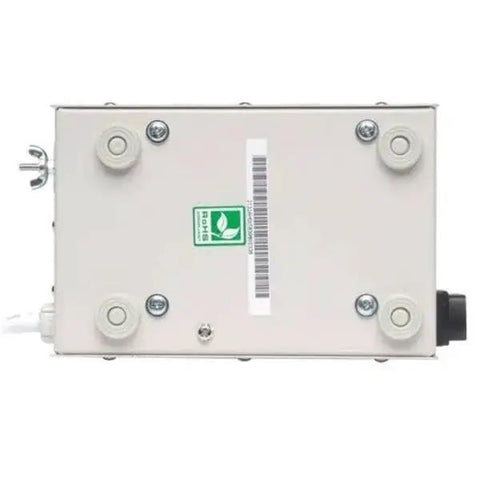Bottom view of Isolation Transformer 250W With Faraday Shield And Surge Protection showing metal housing and mounting points