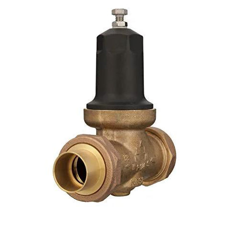 Zurn Wilkins 1-NR3XLDUC pressure reducing valve, 1 inch copper sweat connection with double union, brass body, black cap